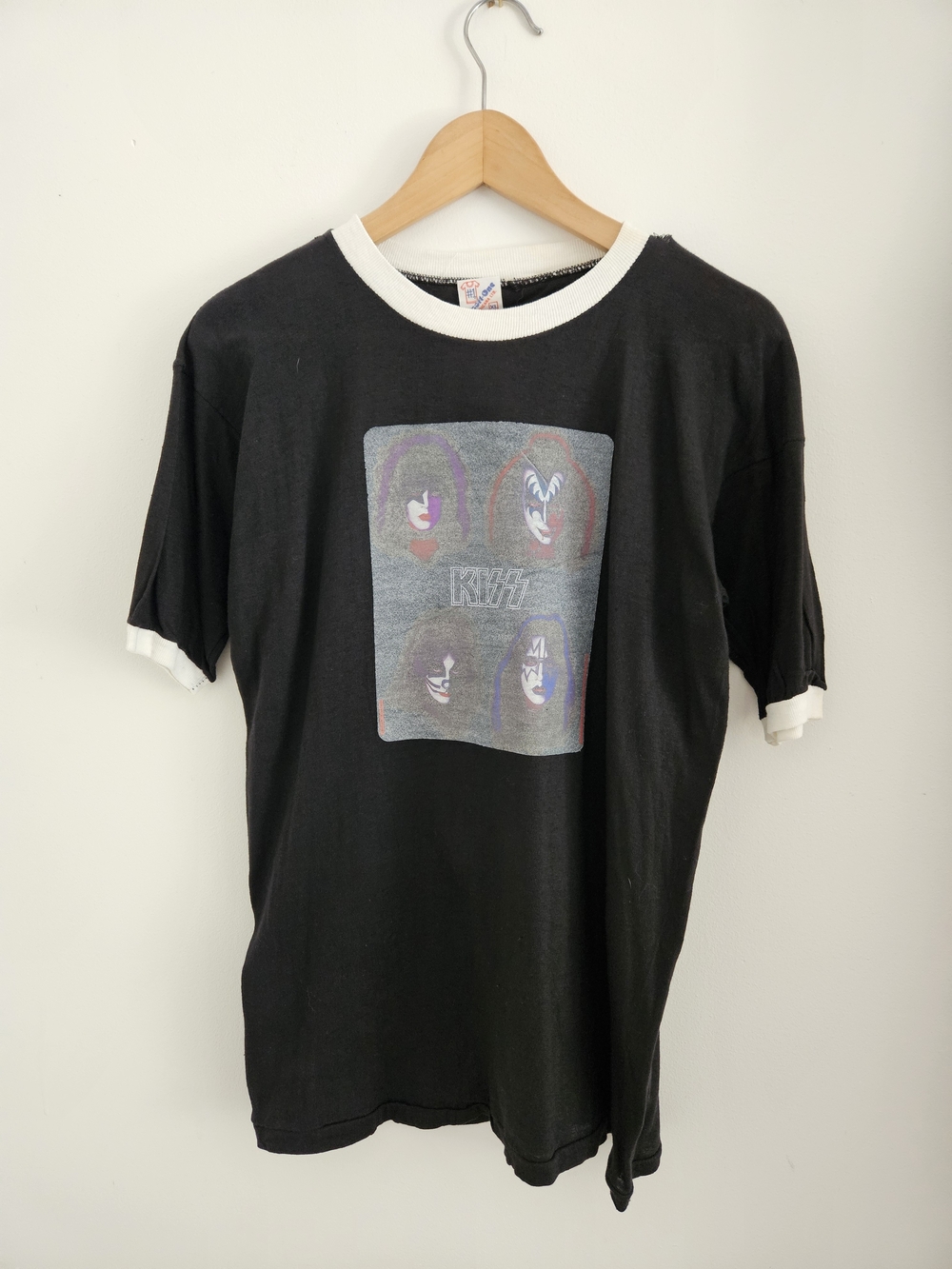 Vintage 80s Kiss Shirt Mens Extra Large Ringer Tee Band Rock Metal